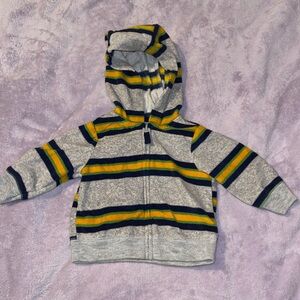 Carter’s Baby Boy Super Soft Fleece Grey, Green, Yellow Stripe Hoodie 3 Months